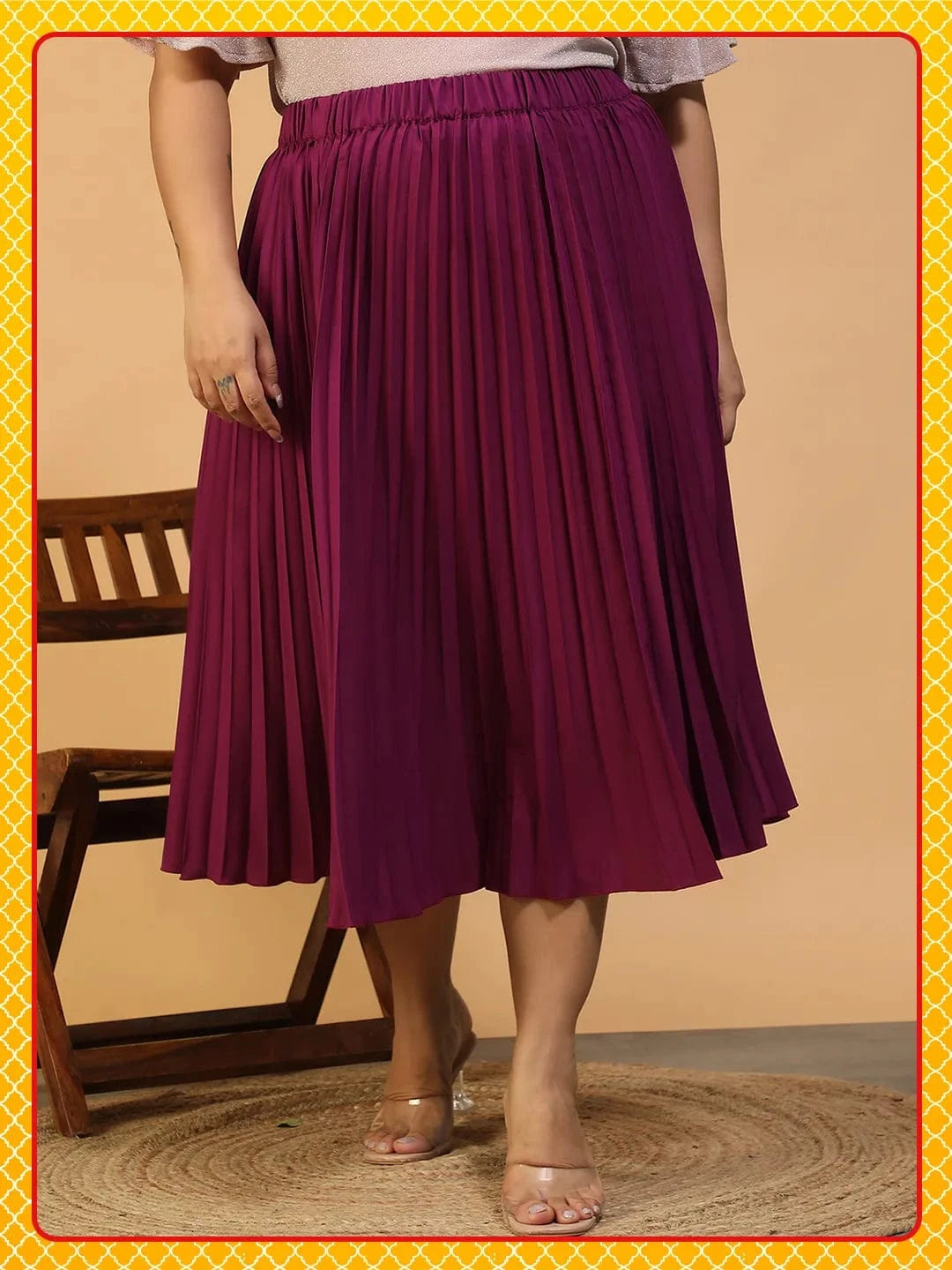 Muse Putple Elasticated Pleated Plus Size Women Skirt
