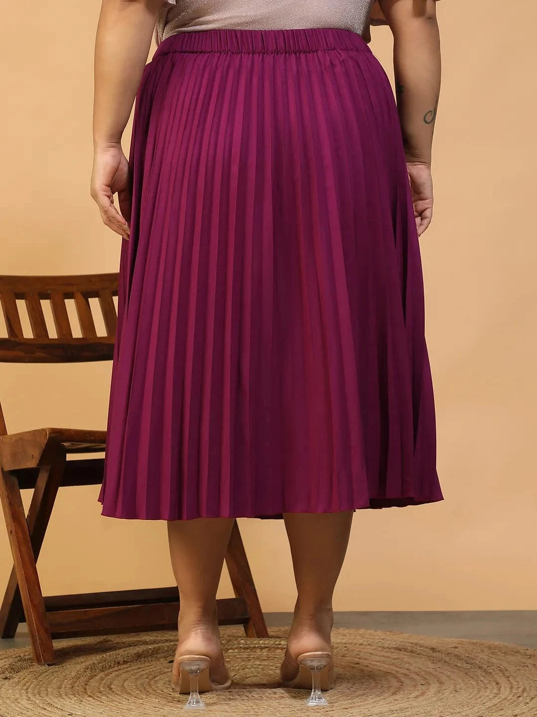 Muse Putple Elasticated Pleated Plus Size Women Skirt