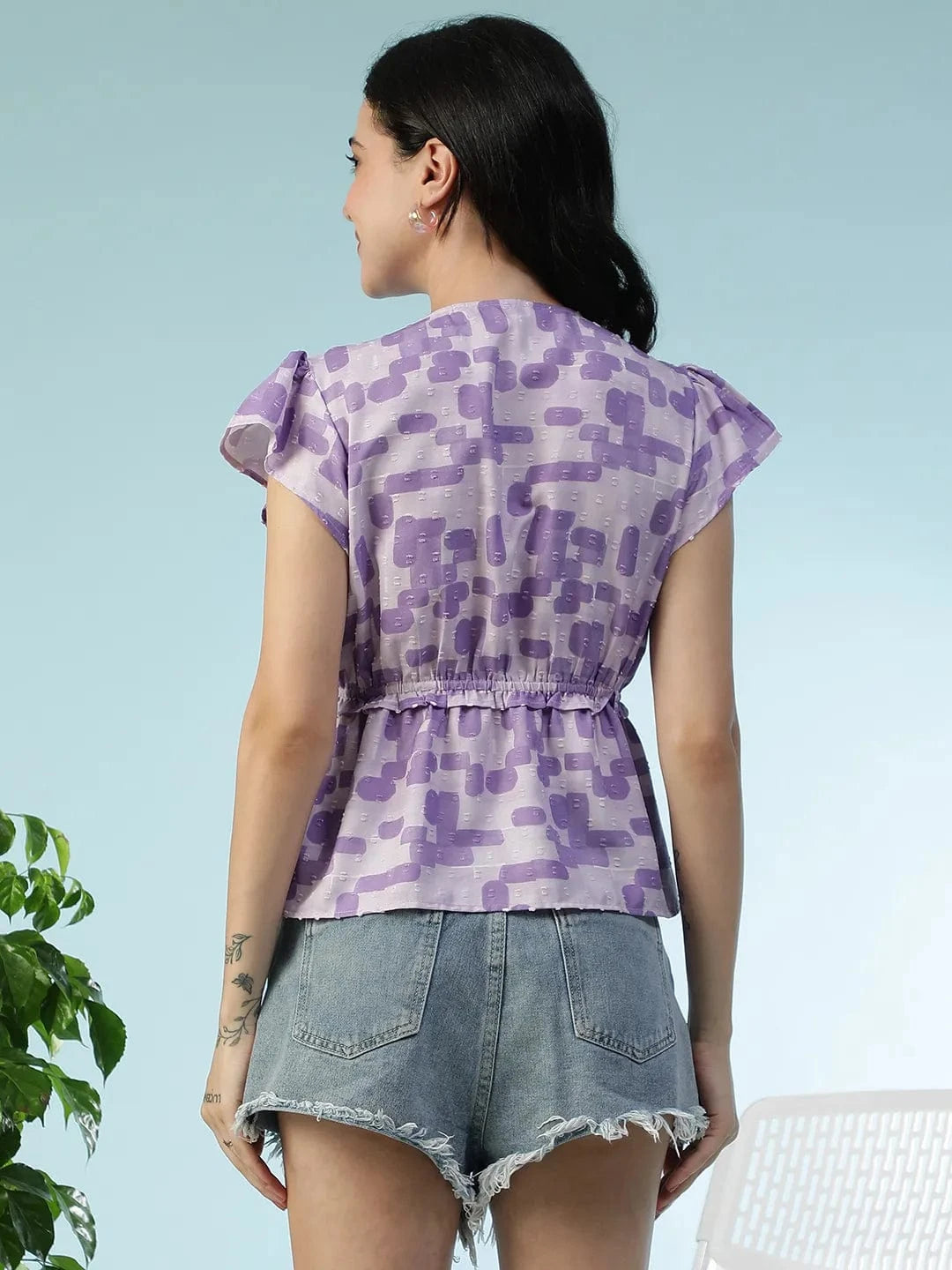 Purple Geometric Print Top