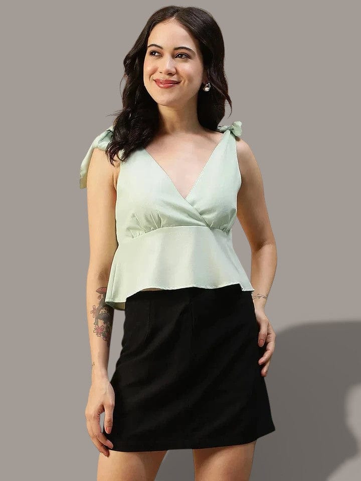 Light Green Shoulder Strap Top