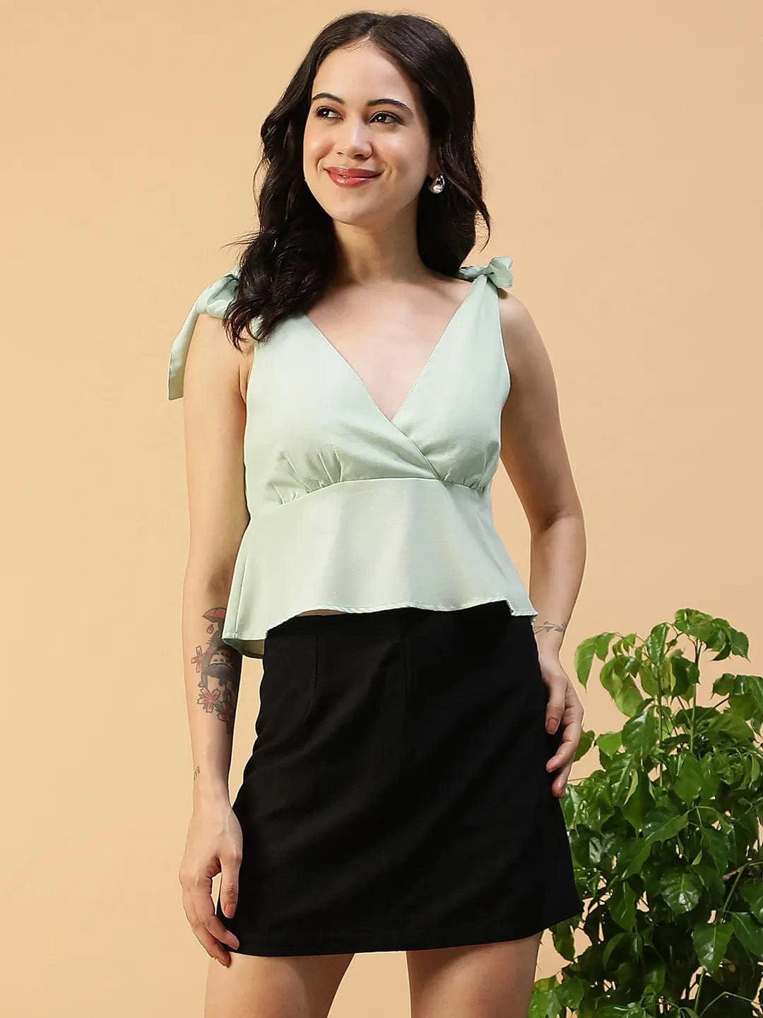 Light Green Shoulder Strap Top
