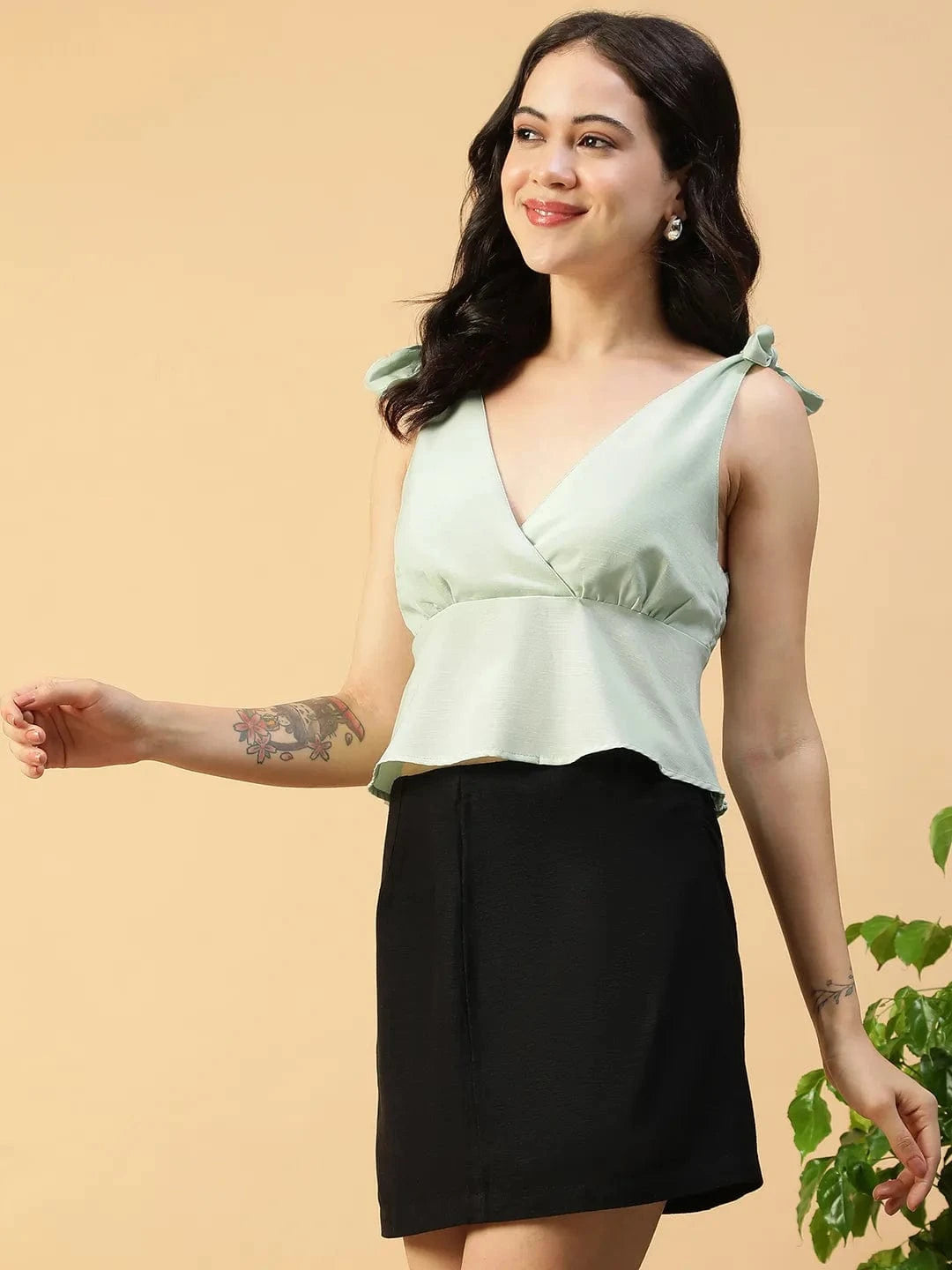 Light Green Shoulder Strap Top