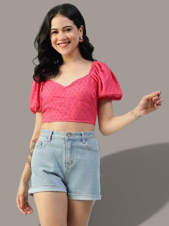 Women Pink Crop Top