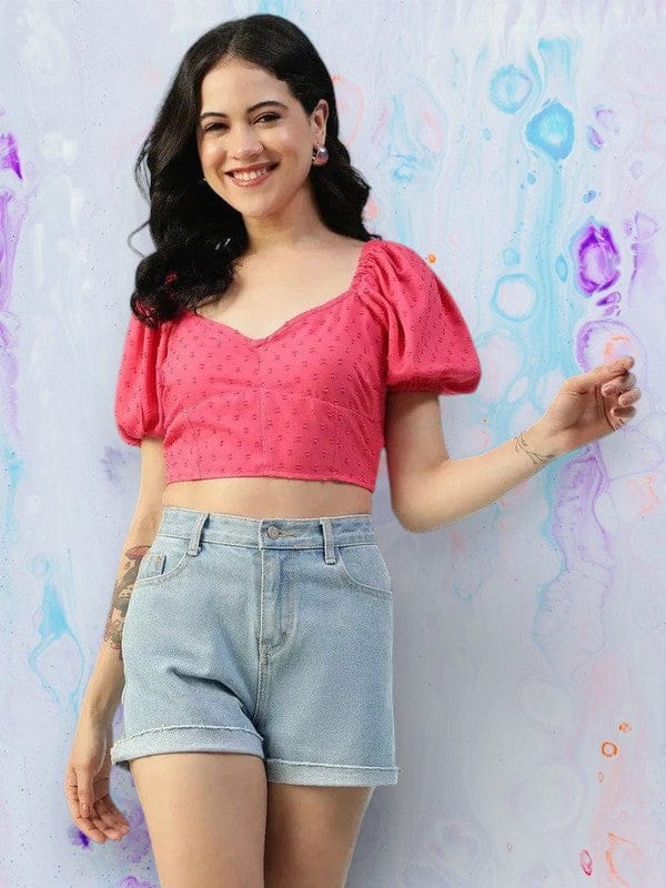 Women Pink Crop Top