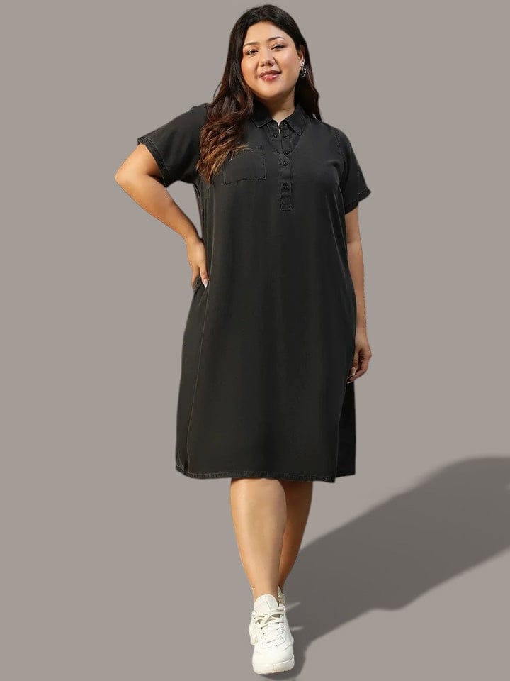 Plus Size Black Cotton Dress