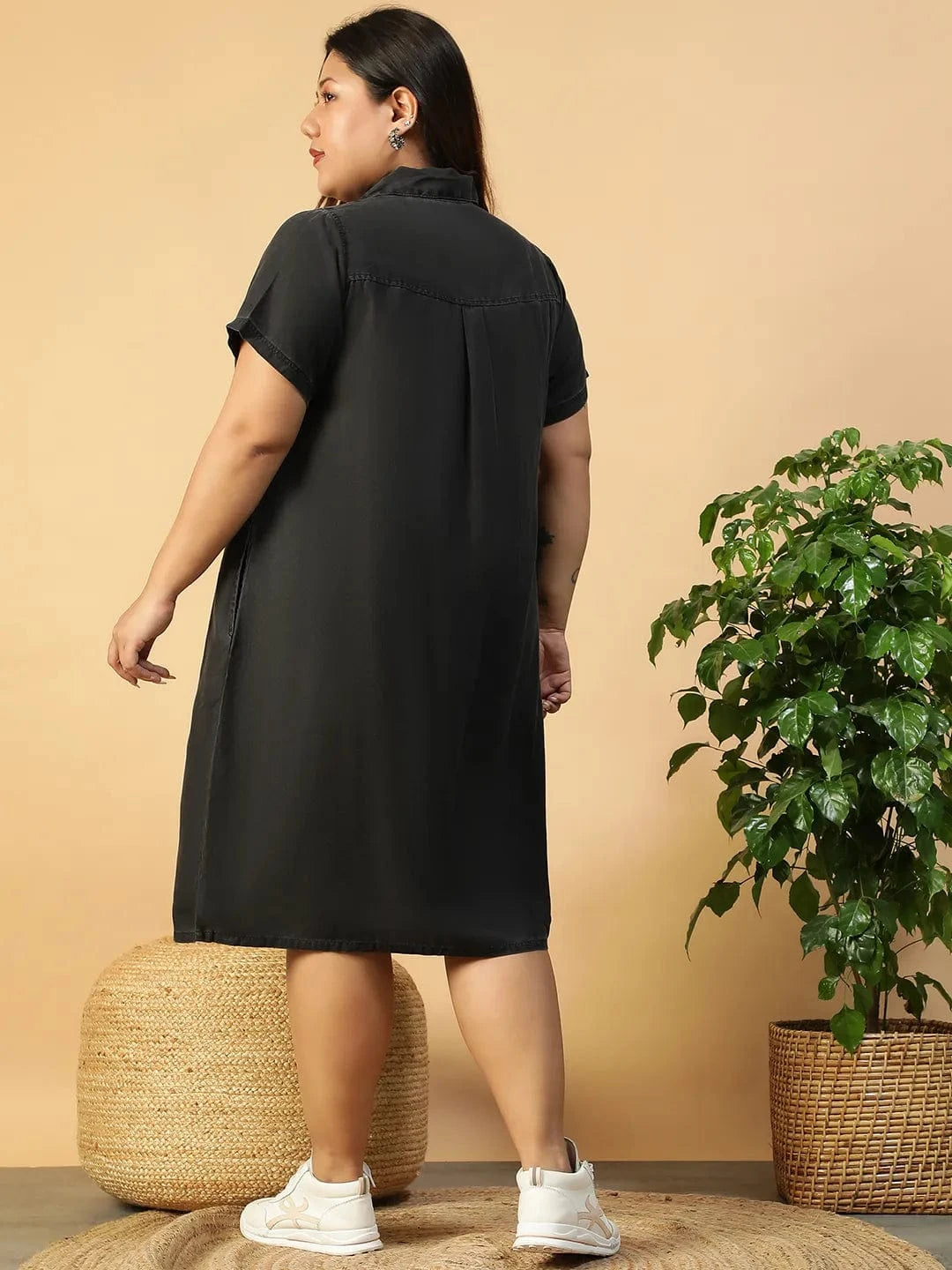 Plus Size Black Cotton Dress