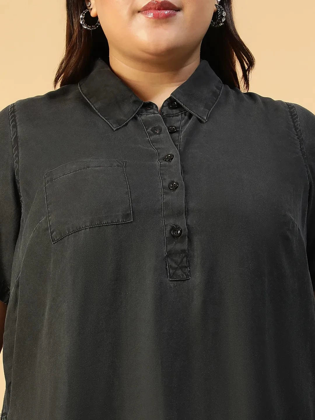 Plus Size Black Cotton Dress