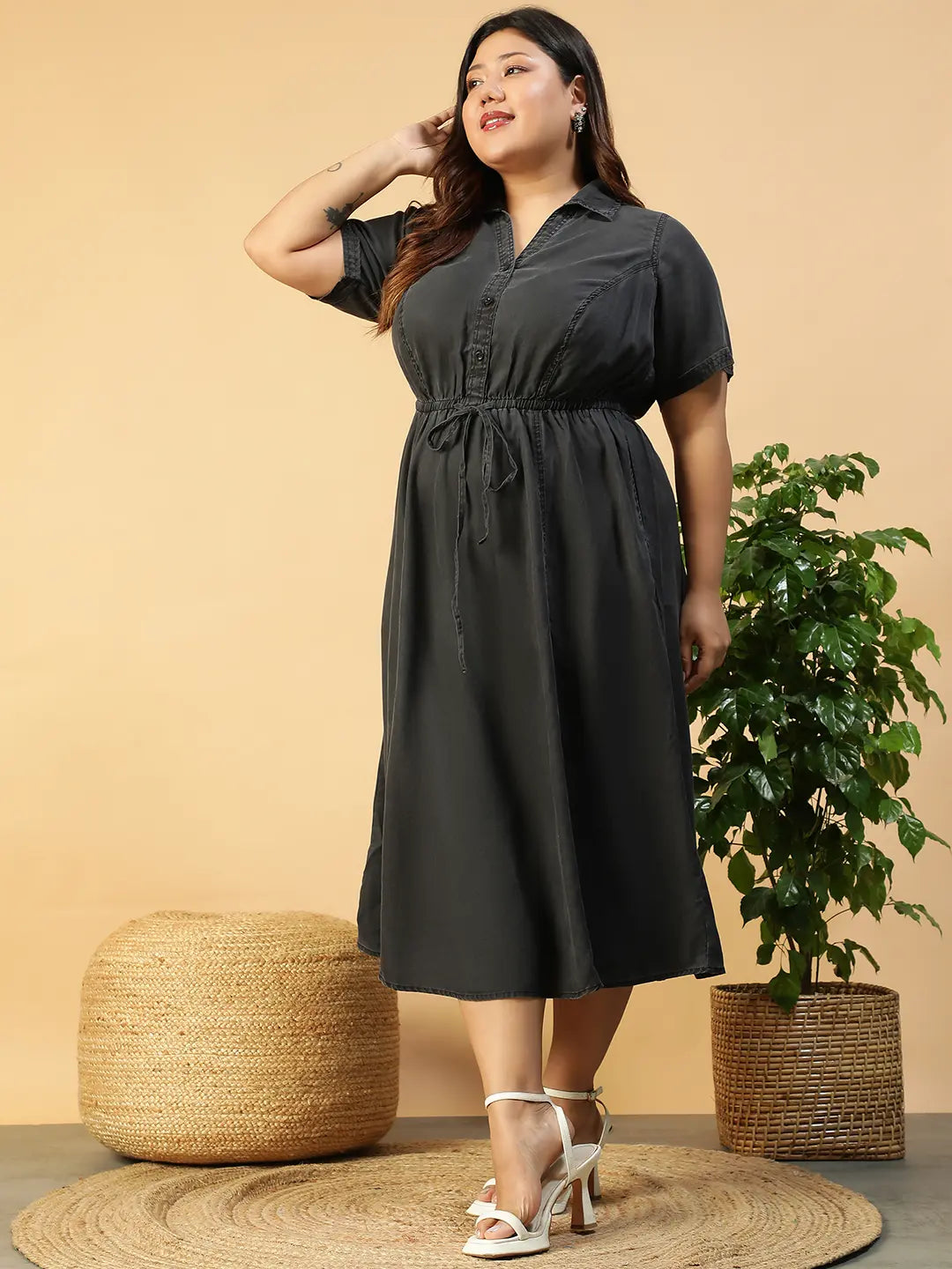 Plus Size Black Cotton Dress