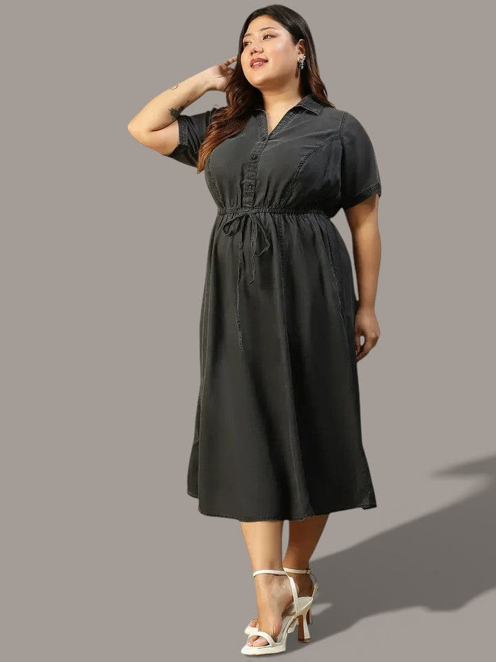 Plus Size Black Cotton Dress