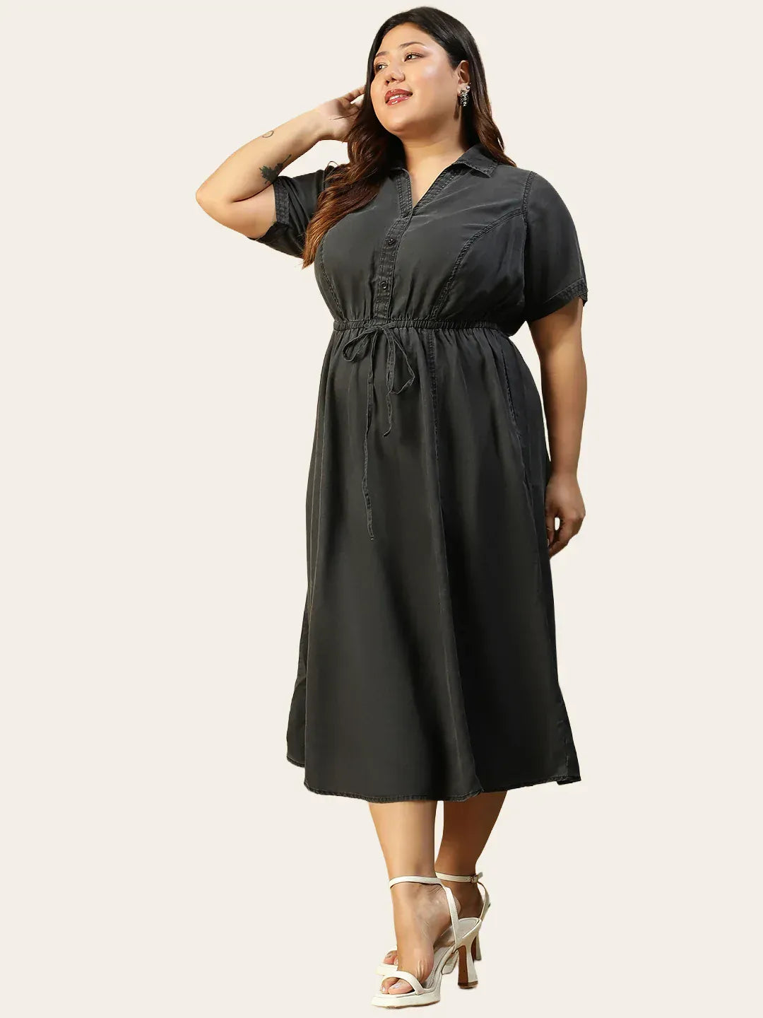 Plus Size Black Cotton Dress