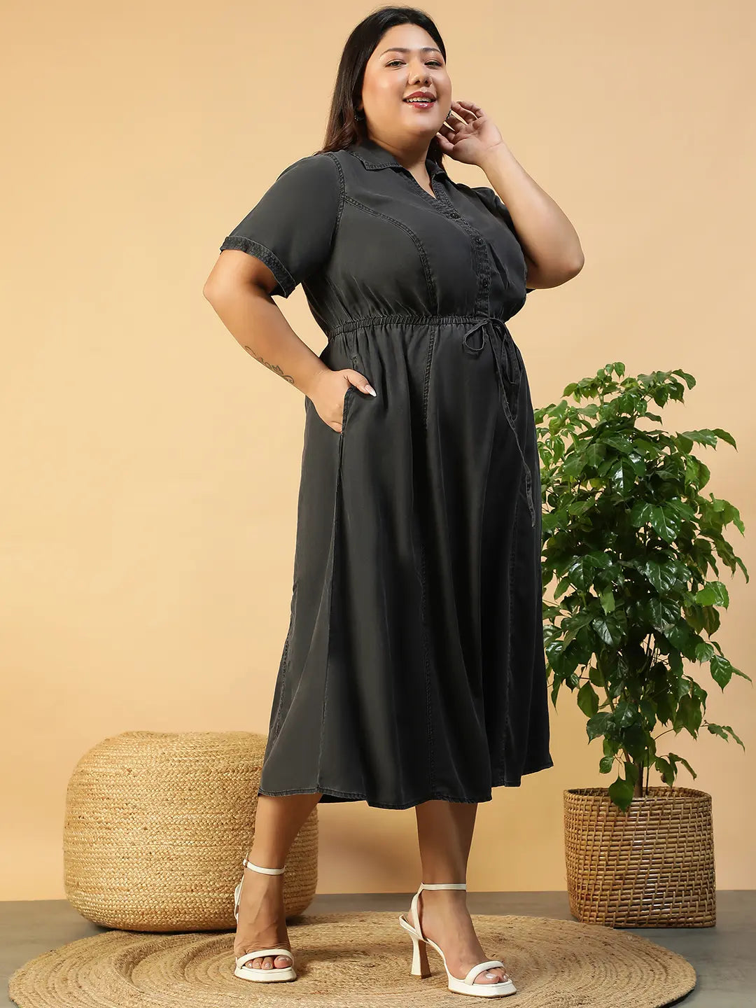 Plus Size Black Cotton Dress