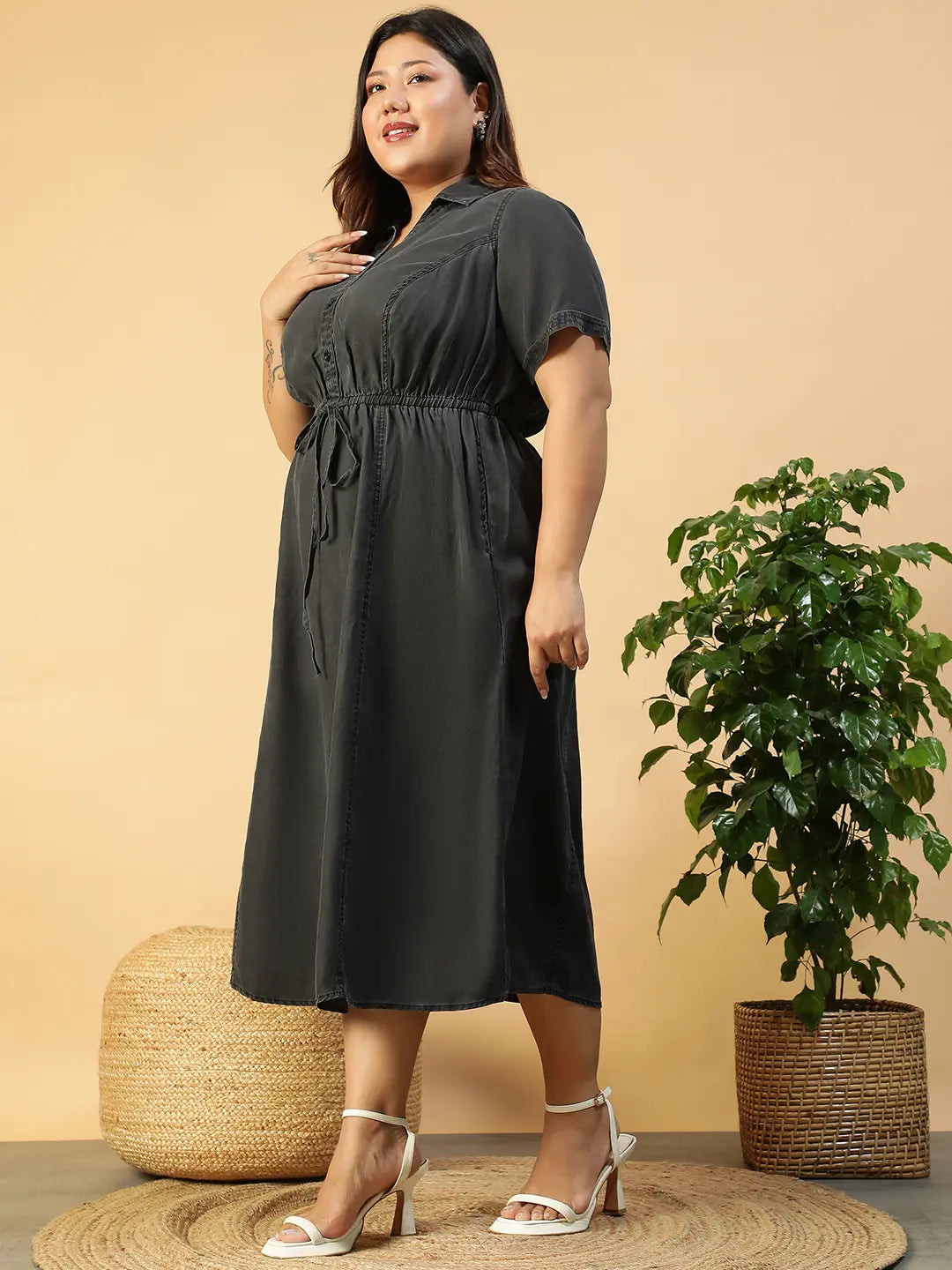 Plus Size Black Cotton Dress