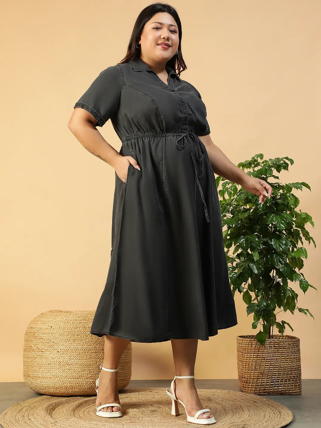 Plus Size Black Cotton Dress