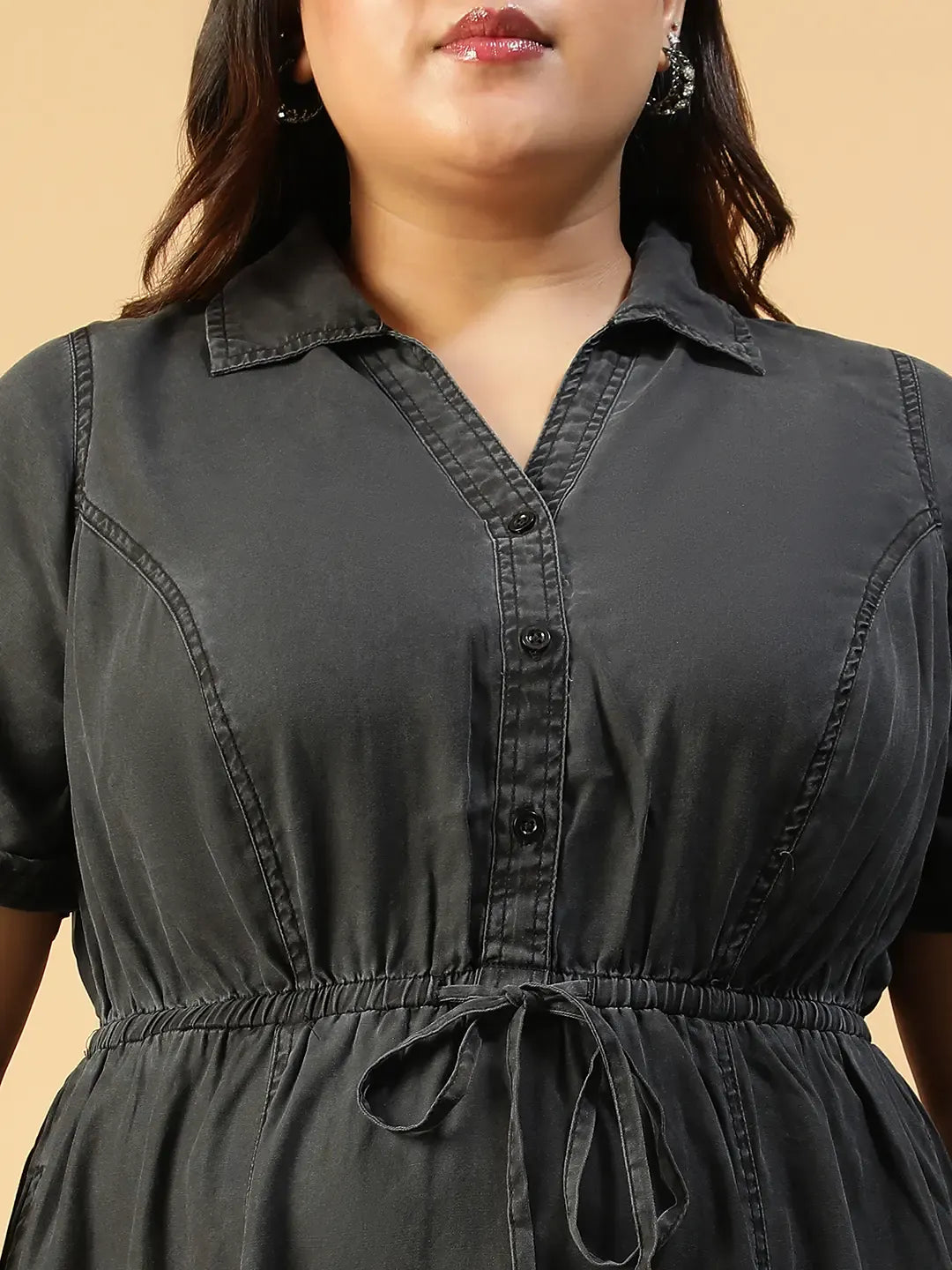 Plus Size Black Cotton Dress