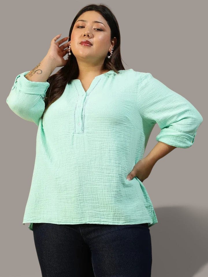 Plus Size Green Cotton Top