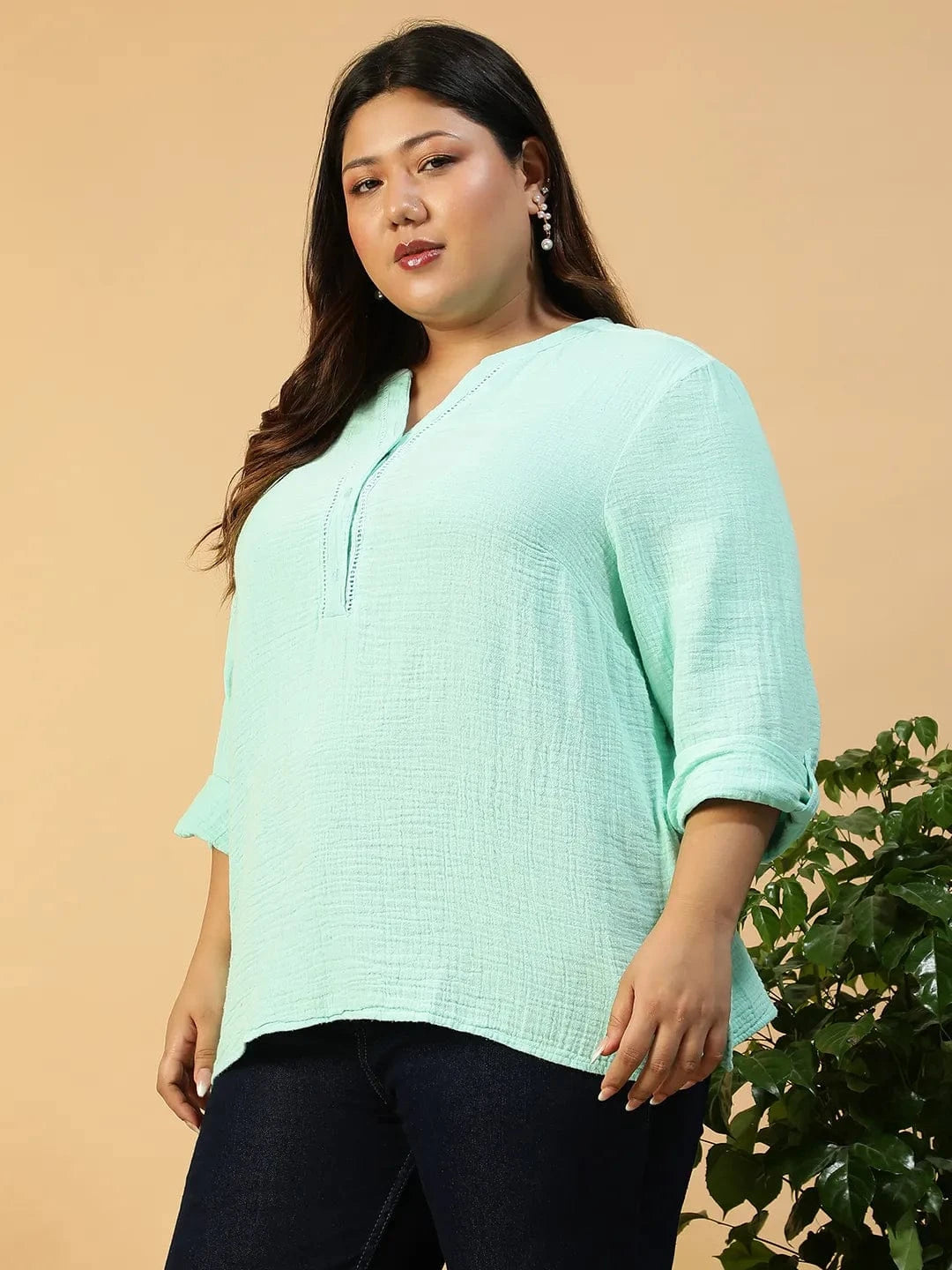 Plus Size Green Cotton Top