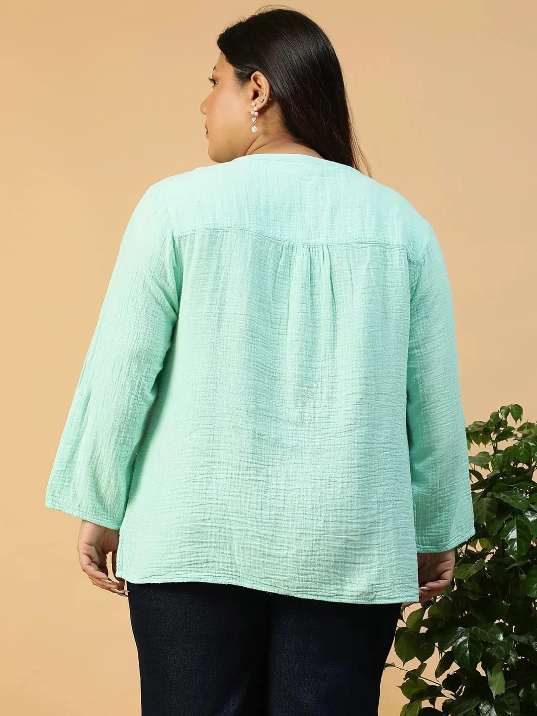 Plus Size Green Cotton Top