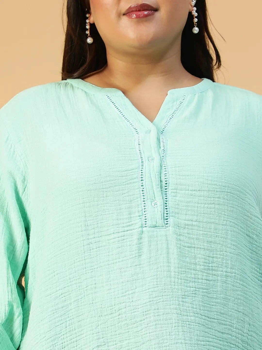 Plus Size Green Cotton Top
