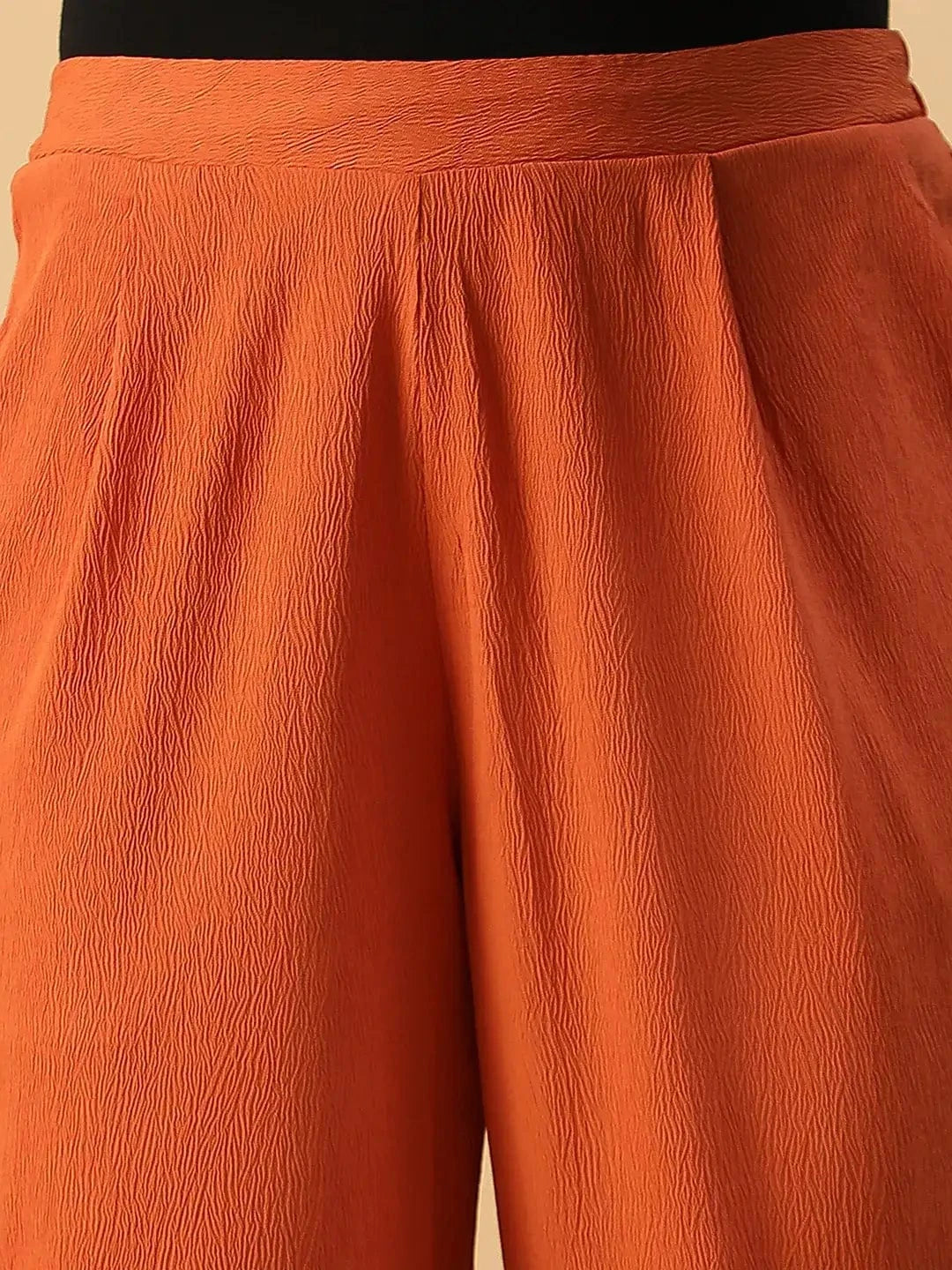 Glowtide Orange Elasticated Tapered Fit Narrow Women Pant