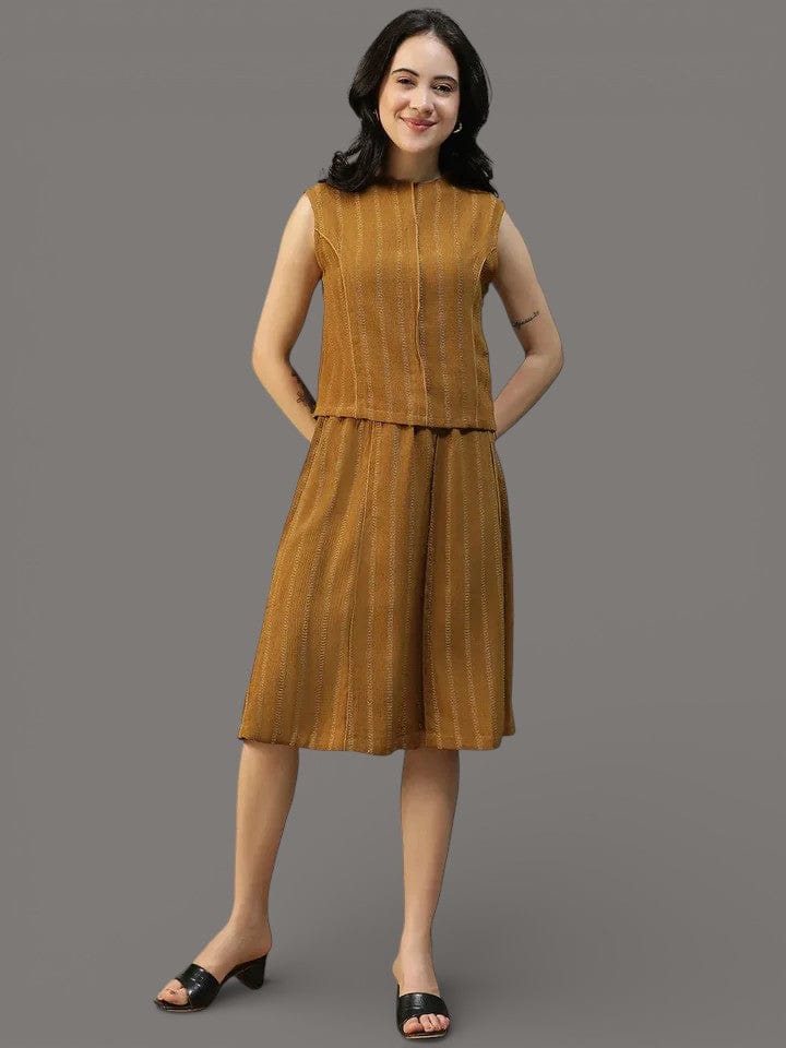 Mustard Stripe Top & Skirt | Co-Ord Set