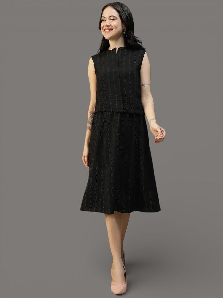 Black Stripe Top & Skirt | Co-Ord Set