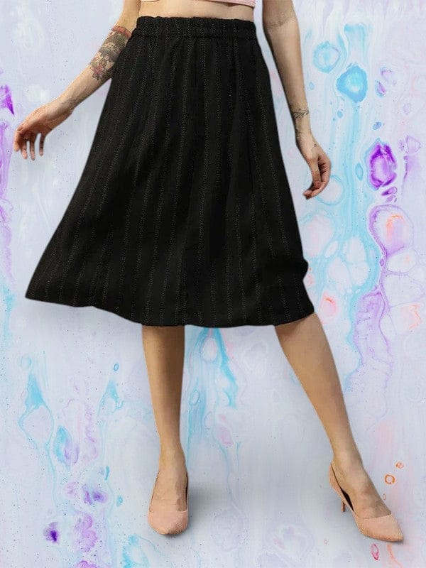 Women Black Stripe Skirt