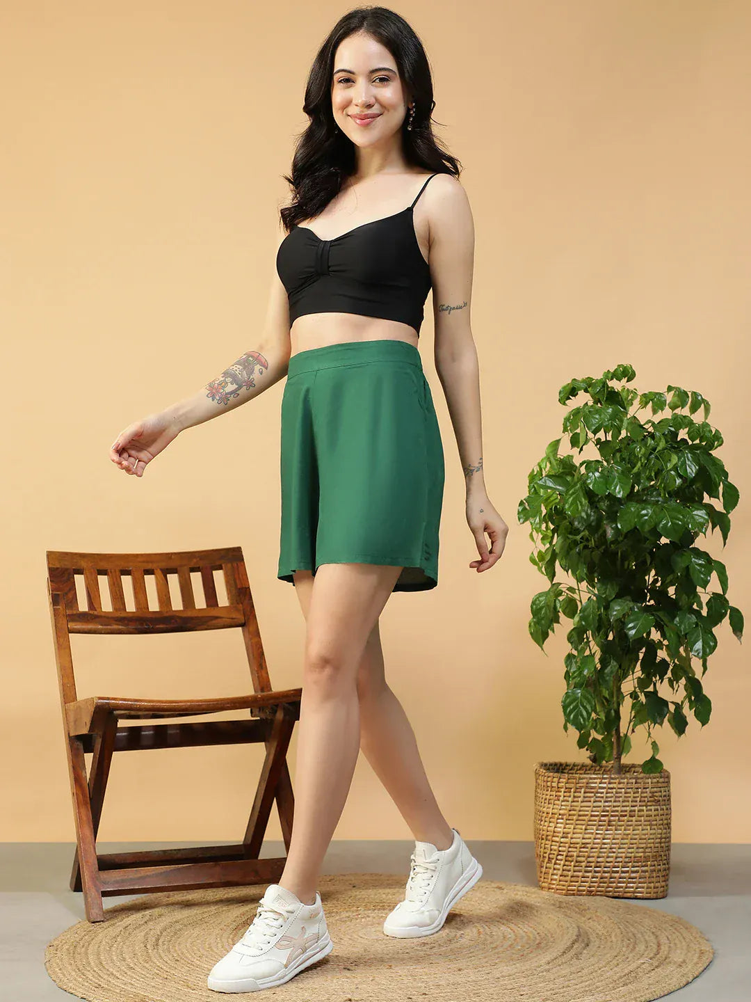 Women Green Short