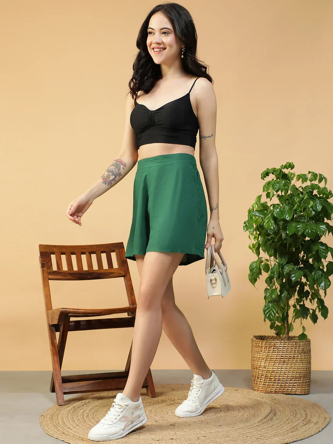 Women Green Short