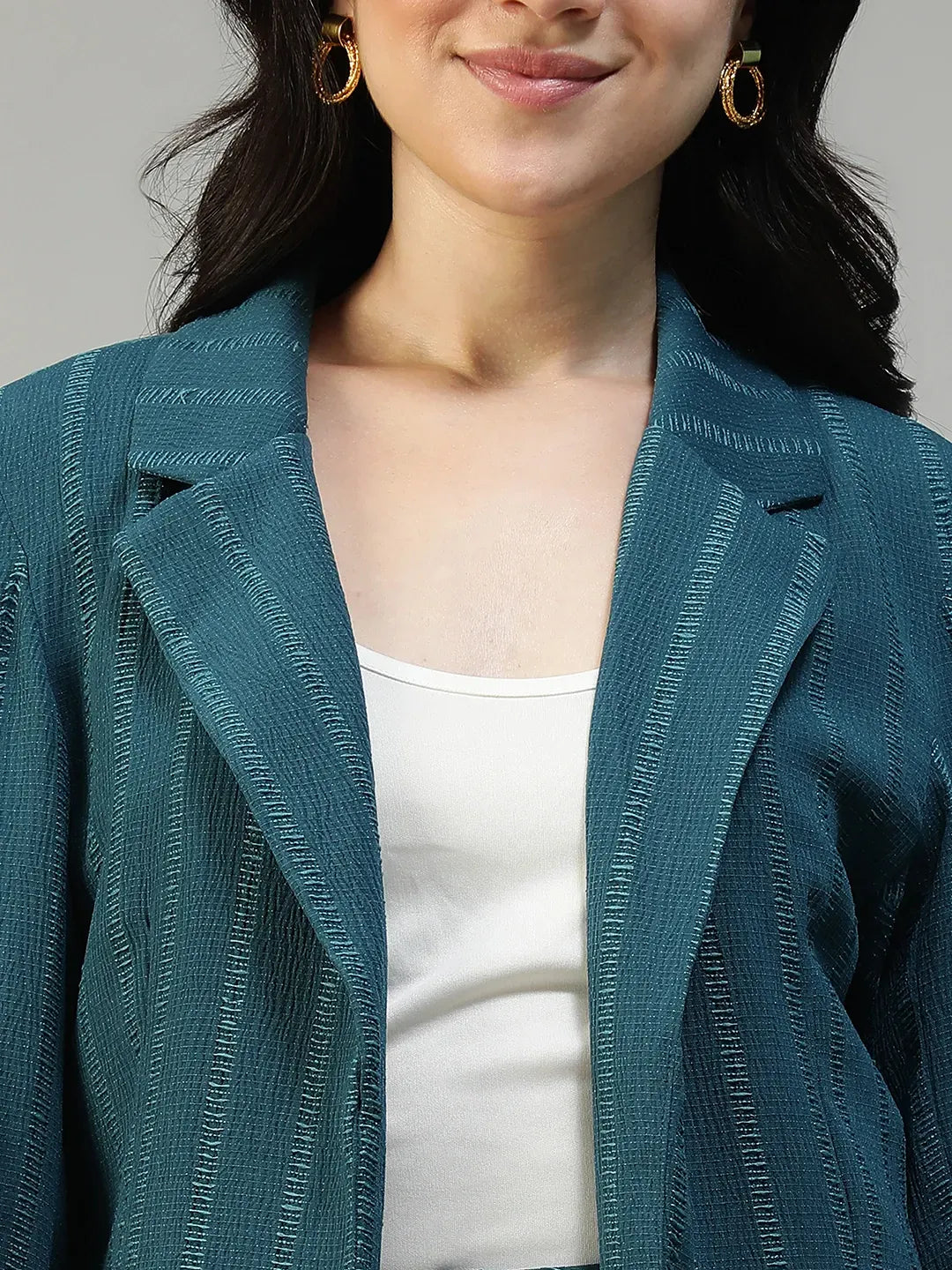 Teal Stripe Women’s Co-ord Set | Blazer & Pants
