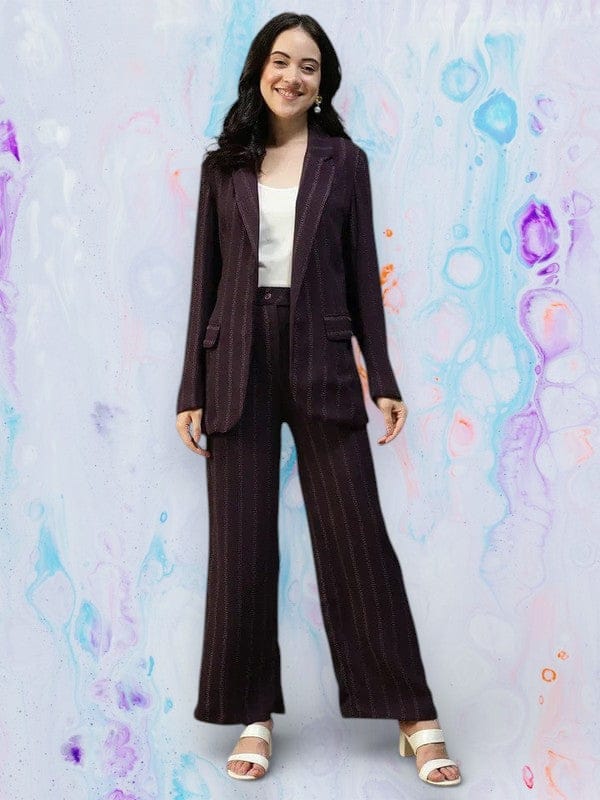 Purple Stripe Co-Ord Set | Blazer & Pant