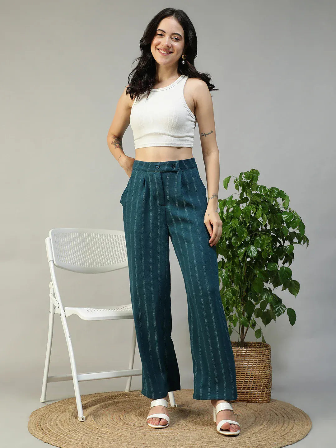 Teal Straight Pant