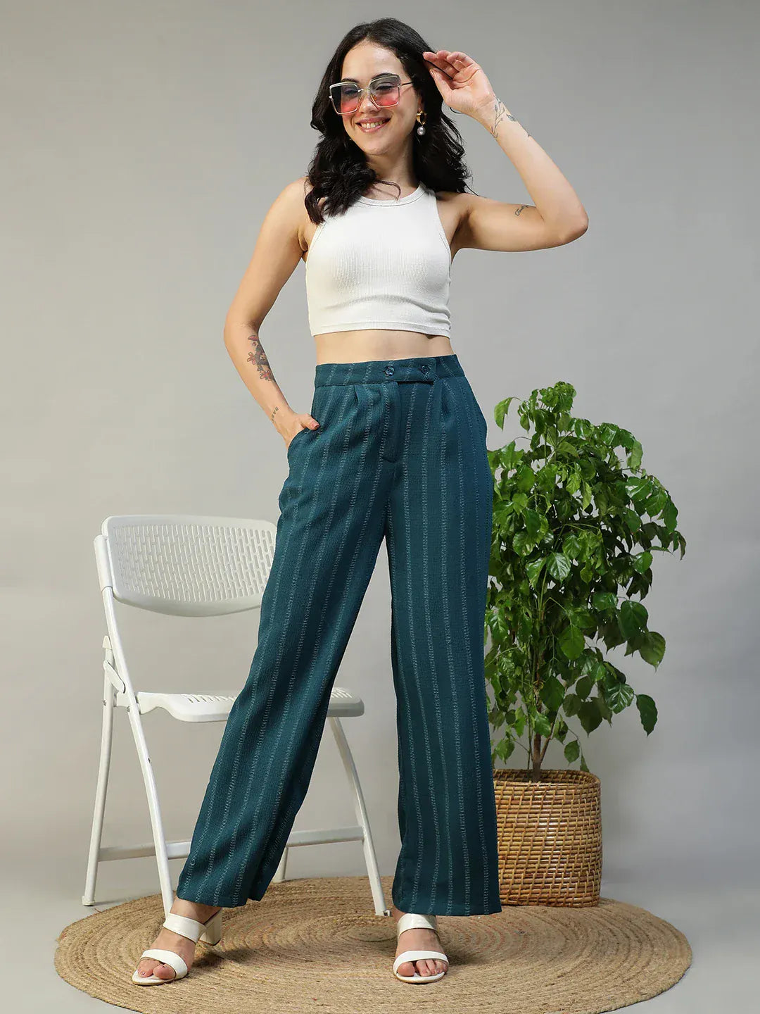 Teal Straight Pant
