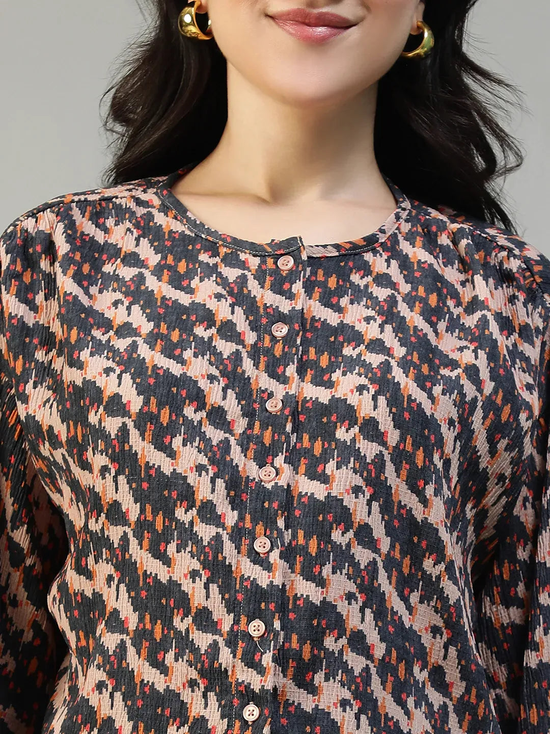 Brown Abstract Print Women Co-Ord Set