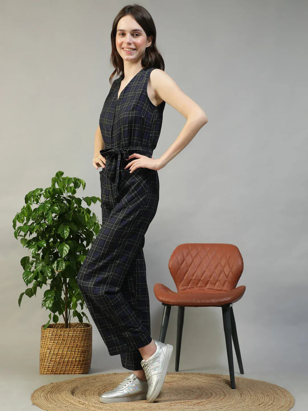 Black Check Jumpsuit