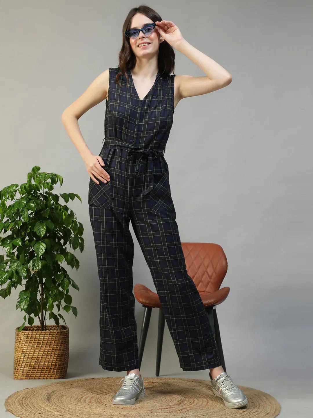 Black Check Jumpsuit