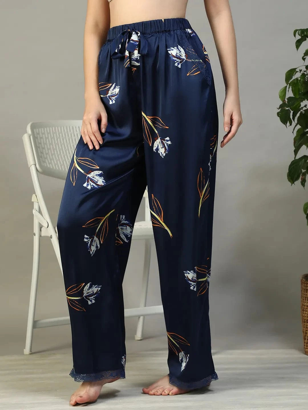 Blue Floral Print Nightwear Pajama
