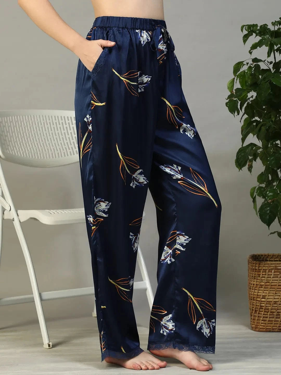 Blue Floral Print Nightwear Pajama