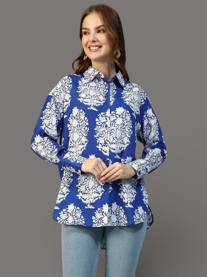 Blue Tropical Print Shirt