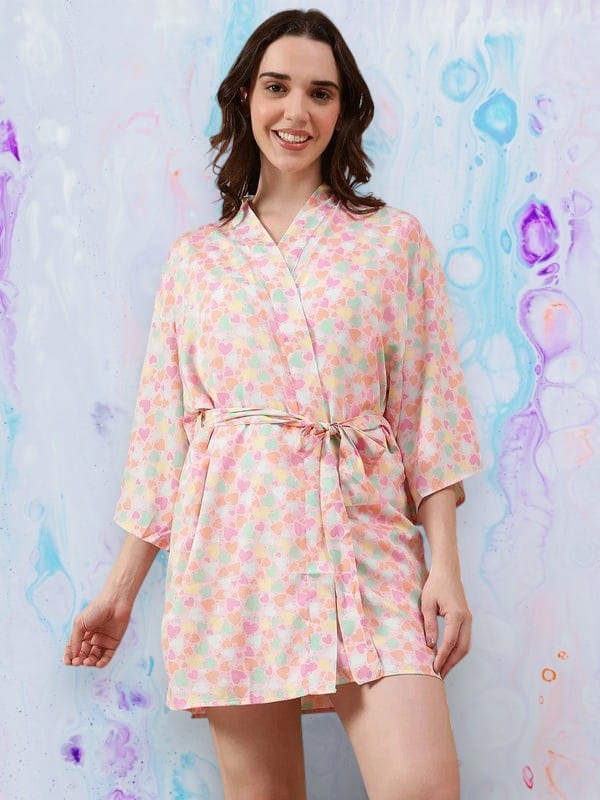 Multicolor Floral Print Nightwear Shrug