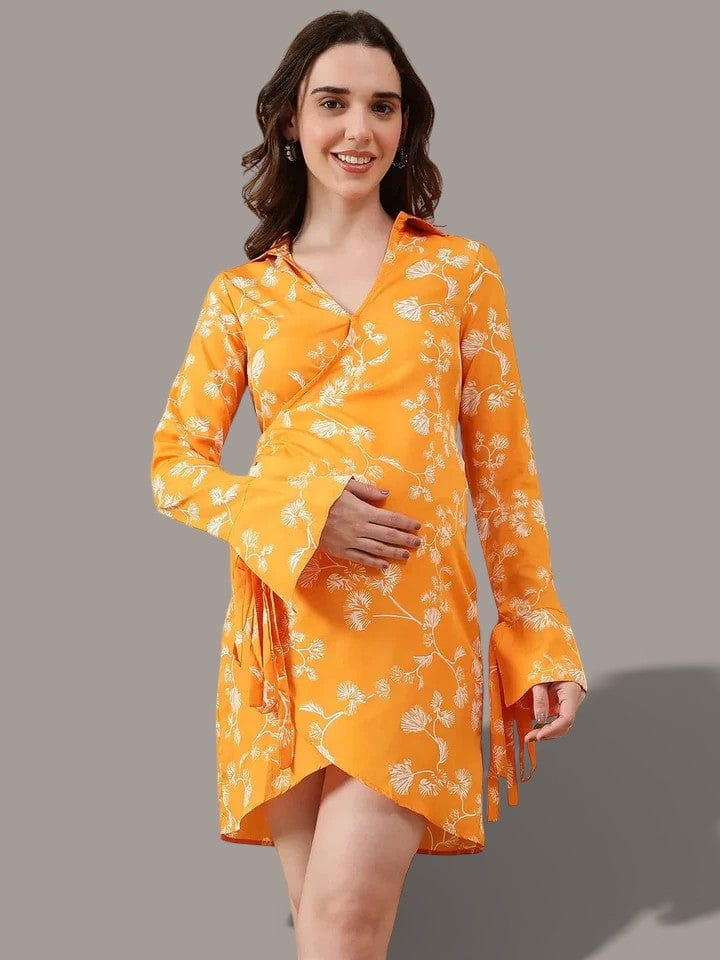 Yellow Floral Print Dress