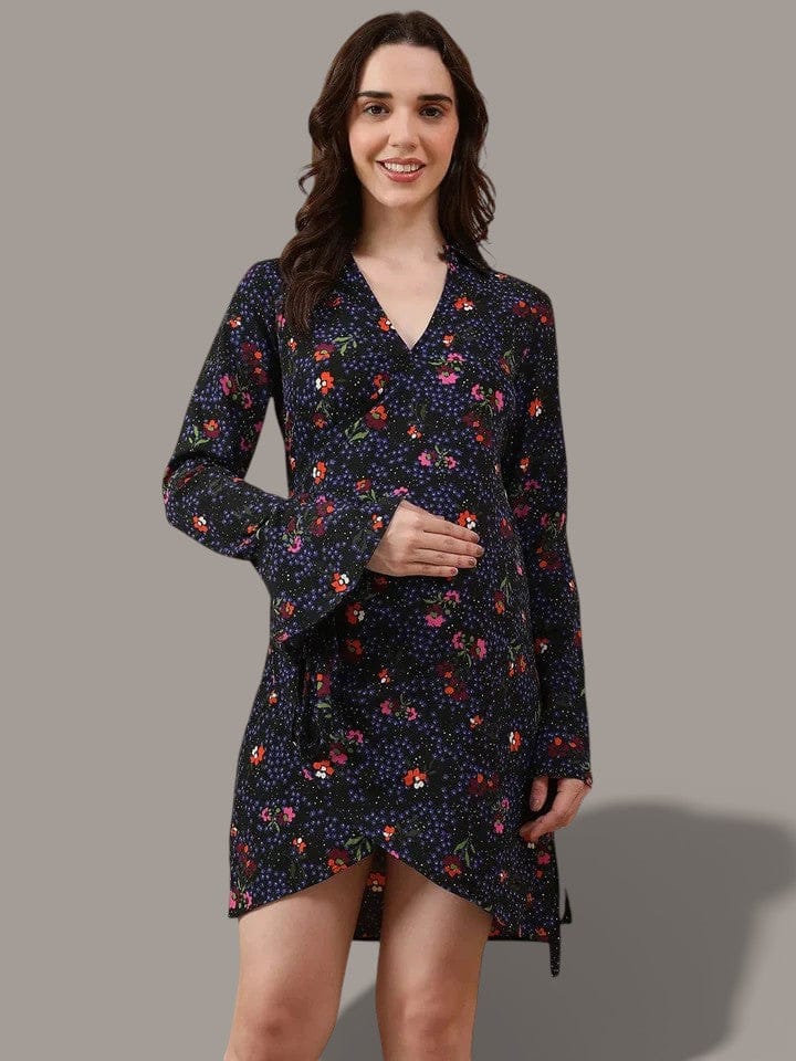 Blue Floral Print Dress
