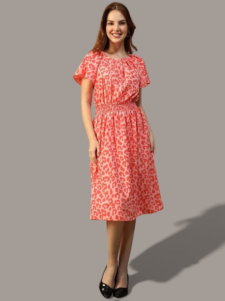 Women Orange Animal Print Dress