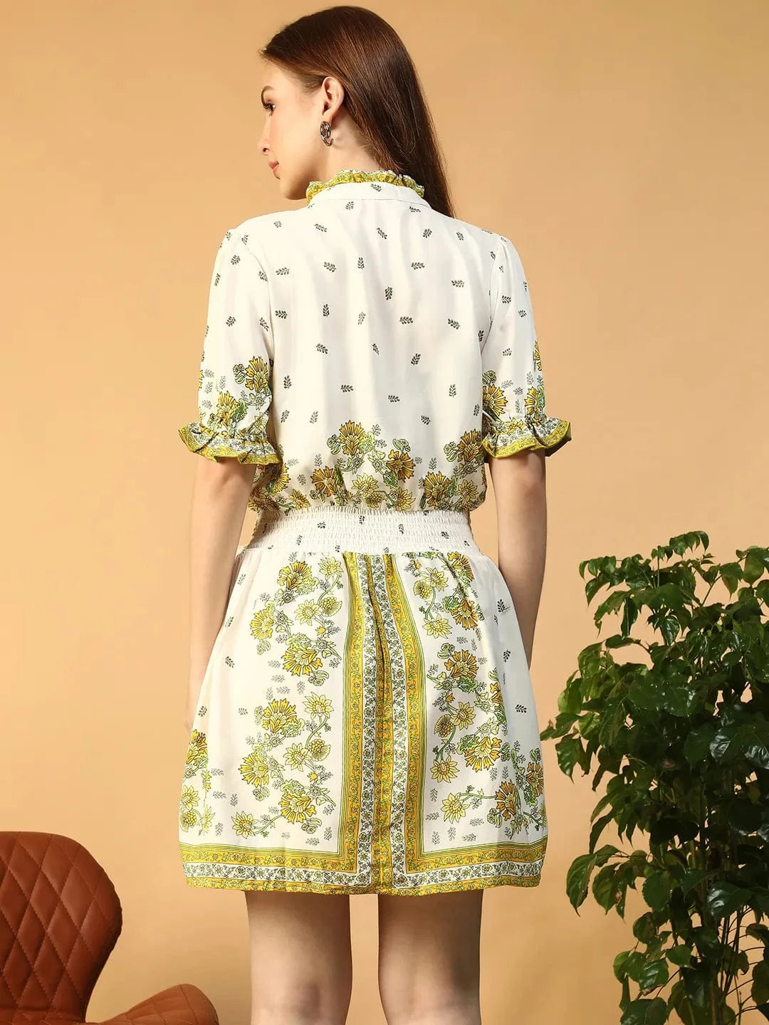 Green Floral Scarf Print Dress