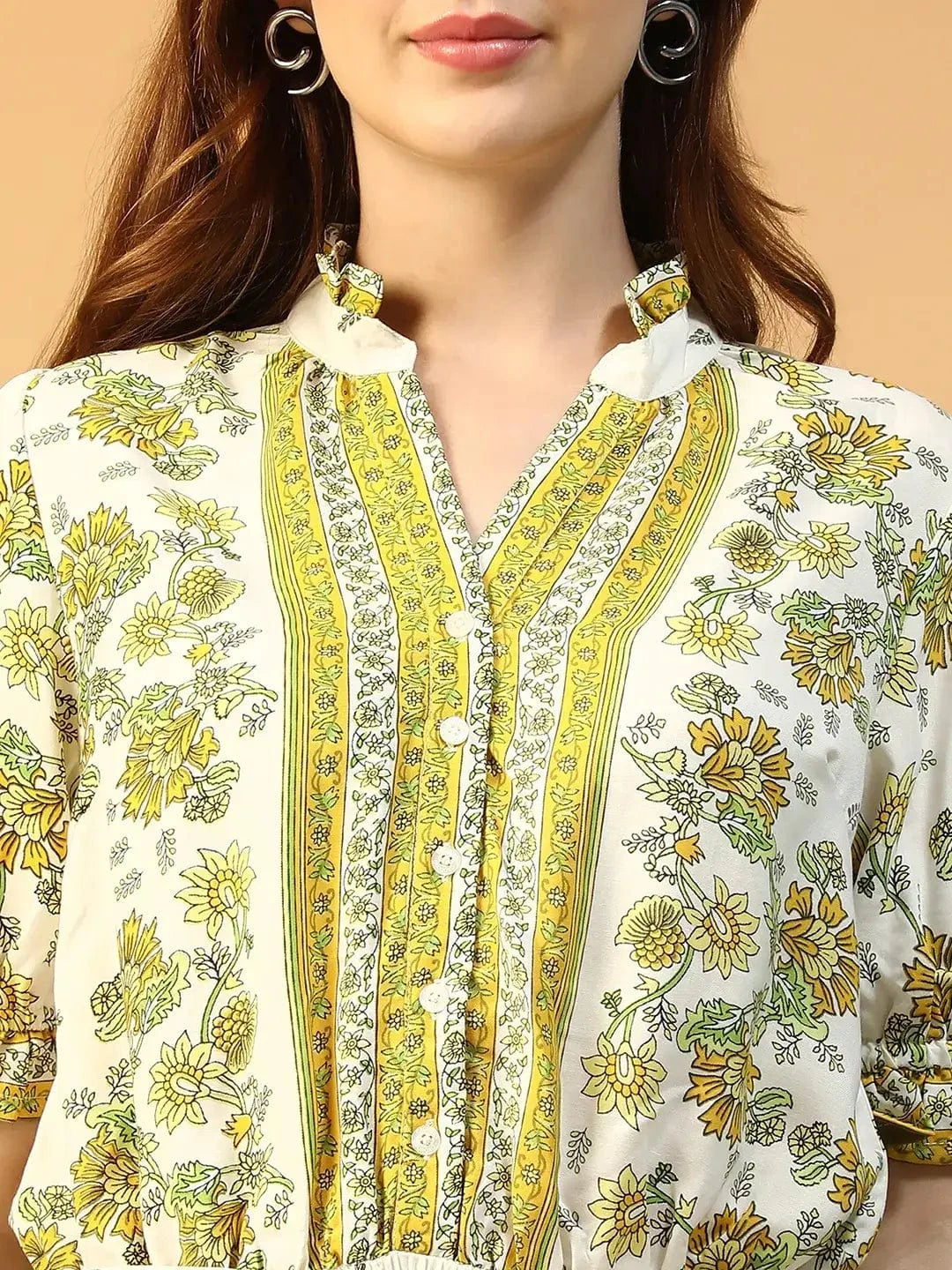 Green Floral Scarf Print Dress