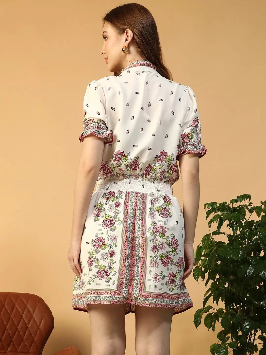 Purple Floral Scarf Print Dress