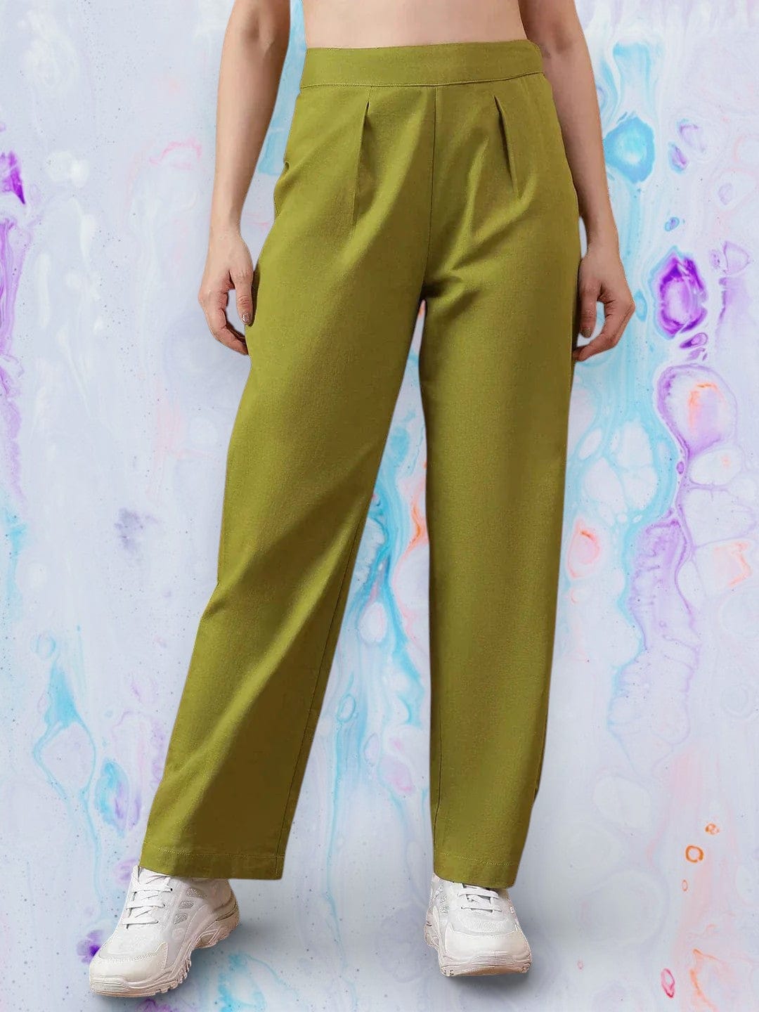 Green Cotton Linen Pant