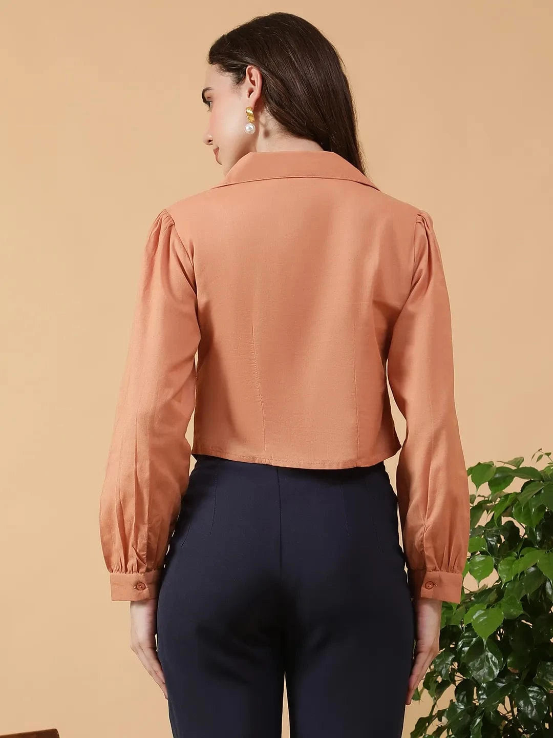 Women Brown Cotton Shirt