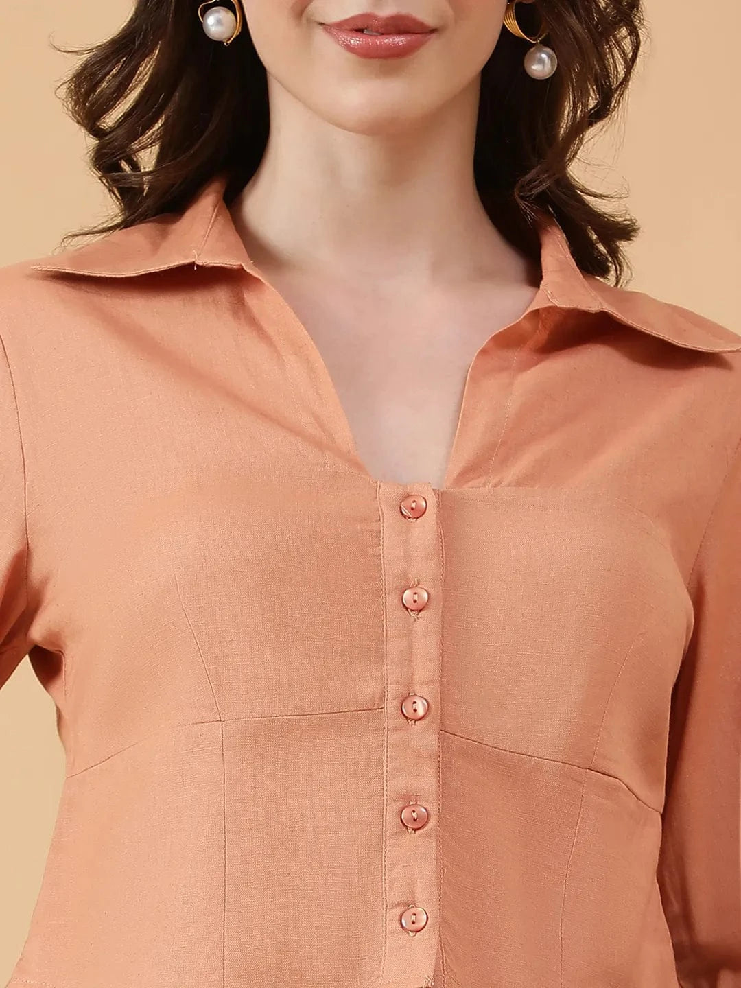 Women Brown Cotton Shirt