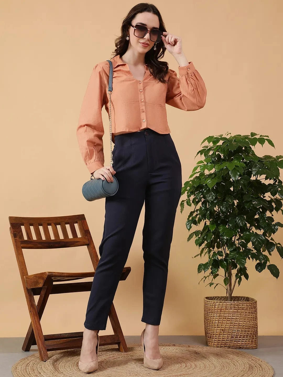 Women Brown Cotton Shirt