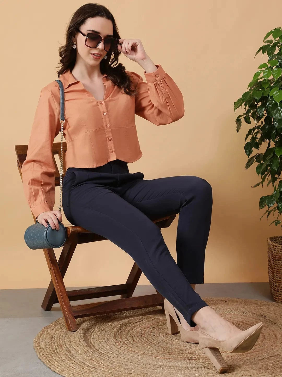 Women Brown Cotton Shirt